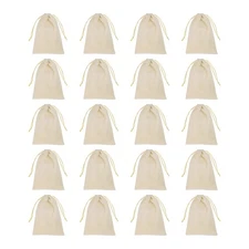 20pcs Flocked Drawstring Bag 4.7 x 5.9 Inch Jewelry Pouches Gift Bags, Beige