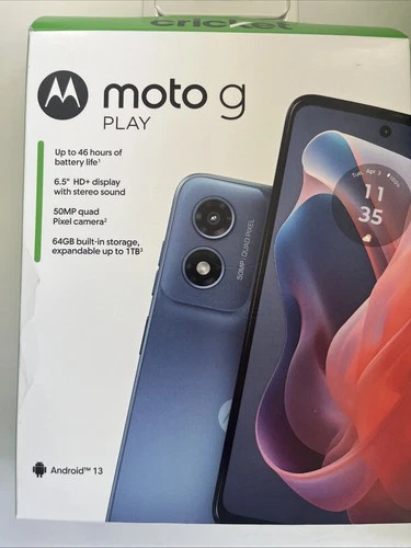 MOTOROLA MOTO G PLAY 2024 Blue XT2413-3 64GB Locked Cricket AT&T Smartphone
