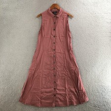 Tahari Dress Women 10 Shirt Midi Sleeveless Button Front A-Line Casual Brown