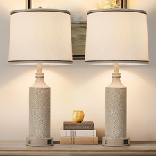 Aidenoey 27.5 H 3-Way Dimmable Touch Control Table Lamp Usb Ac Ports Vintage