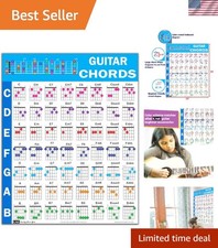 Guitar Chord Poster 24"x30", Educational Reference Guide for Beginners, 56 Co...