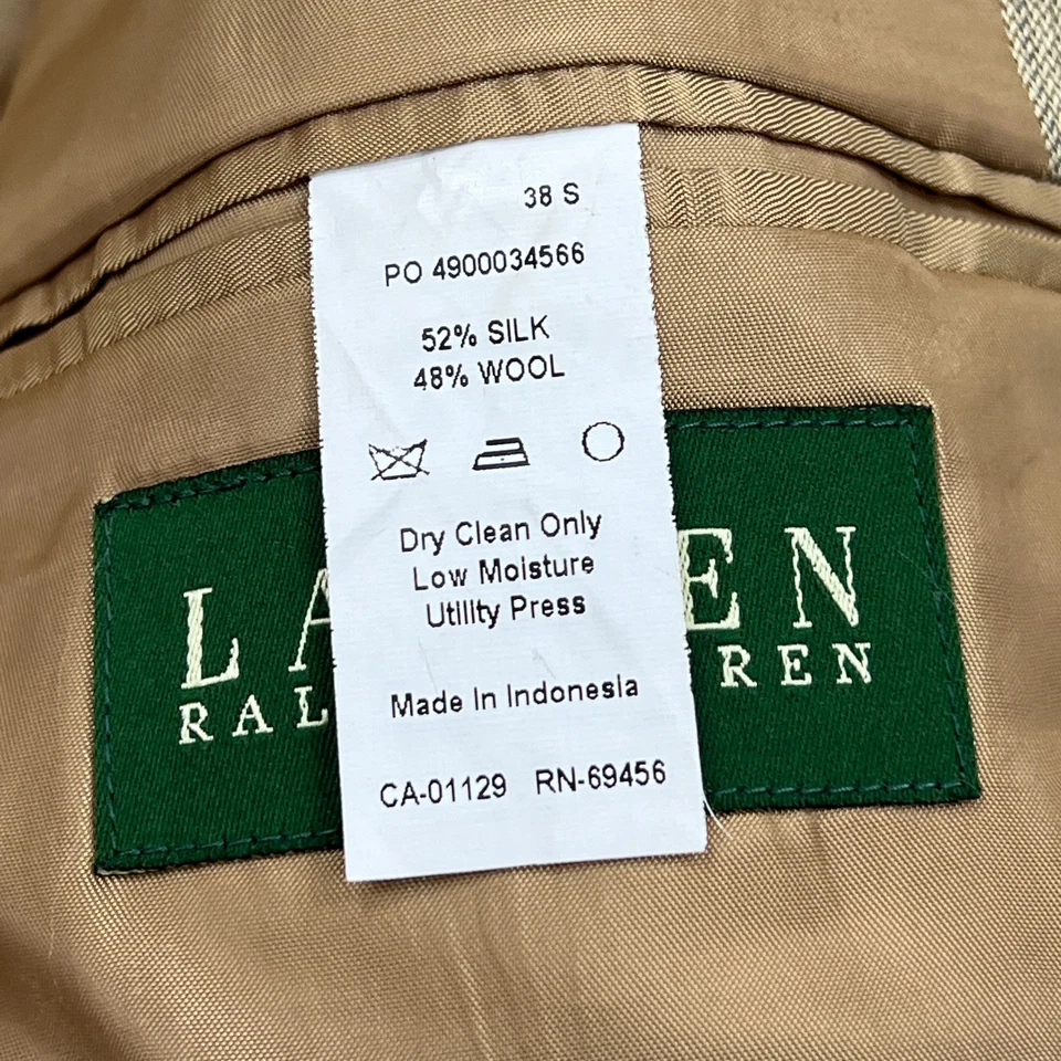Blazer Lauren Ralph Lauren Para Hombre 38S Beige Lana y Seda Rayas Chaqueta Abrigo Deportivo Foto 3 de 4