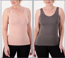 Breezies Size SMALL Set of 2 Seamless Reversible Cami ASHROSE/GRAPHITE A553148