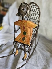 Signed Early Manuel Felguerez MCM Modernist Metal Sculpture Girl On Rocker Orig