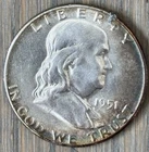 1951 P Franklin 90% Silver Half Dollar Rim Toning Lister