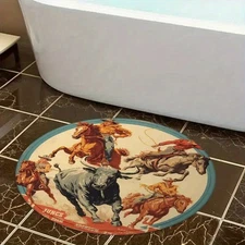 1 Flannel Floor Mat, Indoor Equestrian Show Theme Cowboy Festival Mat Best Selle