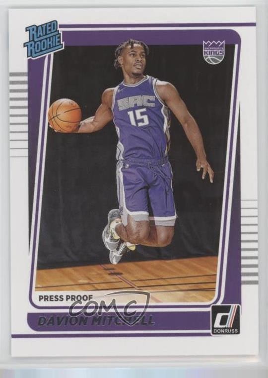 2021 Panini Donruss Rated Silver Press Proof Davion Mitchell #205 Rookie RC 02v3