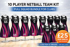 Custom Netball Team Kit – 10 Player Squad Dresses | Sublimated Netball Uniforms