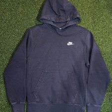 Nike Fleece Pullover Hoodie Size XS Navy Black Sweatshirt Athletic Swoosh