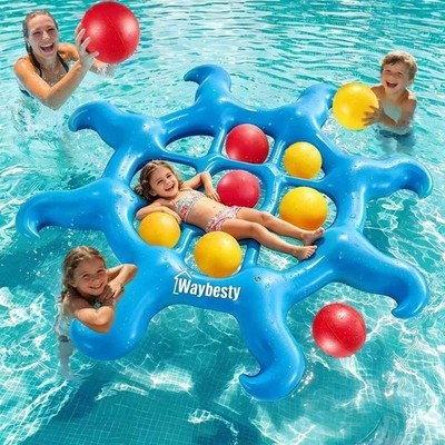Pool Toys Game - Tic Tac Toe 8 Tentacle Inflatable Toy Games with 10 Balls   Sum