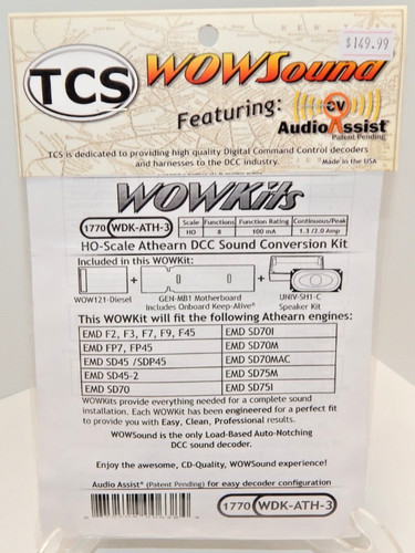 TCS #1770 WDK-ATH-3 WOWKit DCC Kit de conversión de sonido para locomotoras Athearn NUEVO | Condition: New