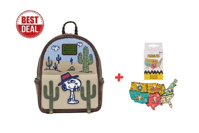   ️HOT DEAL Loungefly Peanuts Snoopy Spike Desert Mini Backpack + Mystery Pin