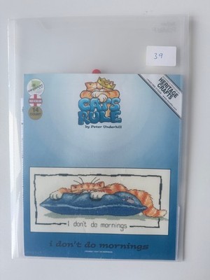 Heritage Stitchcraft I Don t Do Mornings Kreuzstich-Set Katze Thema 14ct