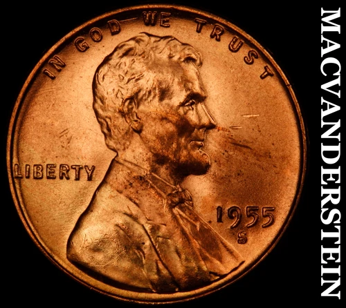 1955-S Lincoln Wheat Cent- Choice Gem Brilliant Uncirculated Luster #i8767