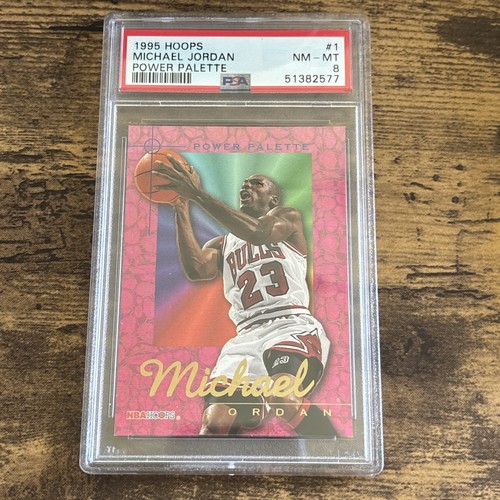 1995-96 NBA Hoops Power Palette #1 Michael Jordan PSA 8 Chicago Bulls Insert