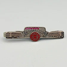 Sterling Silver Pacific Electric Rail Lines Safety Award Tie Clip Enamel Rubies