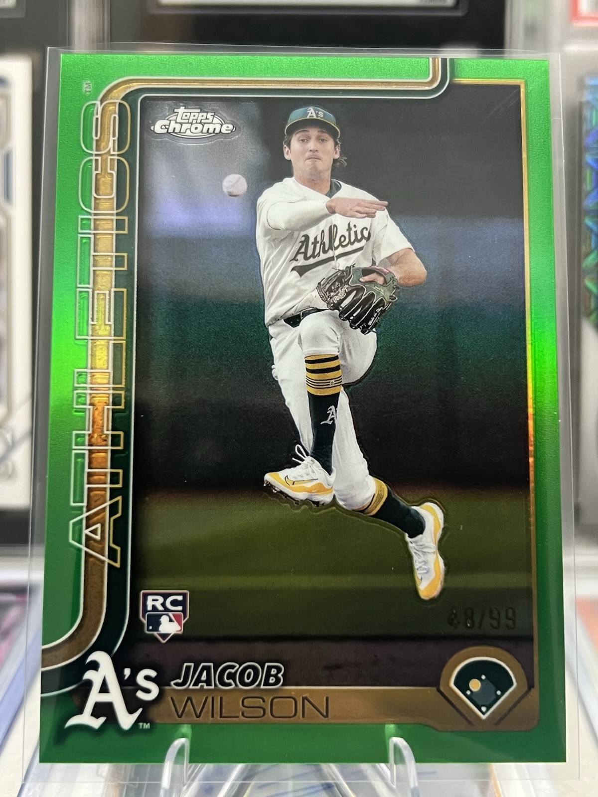 2025 Topps Chrome - Jacob Wilson #96 True Green Refractor /99 (RC) Color Match