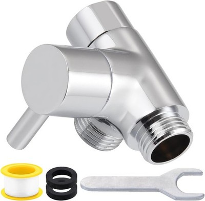 All Metal 2-Way Shower Arm Diverter Valve, G1/2 Solid Brass Chrome 