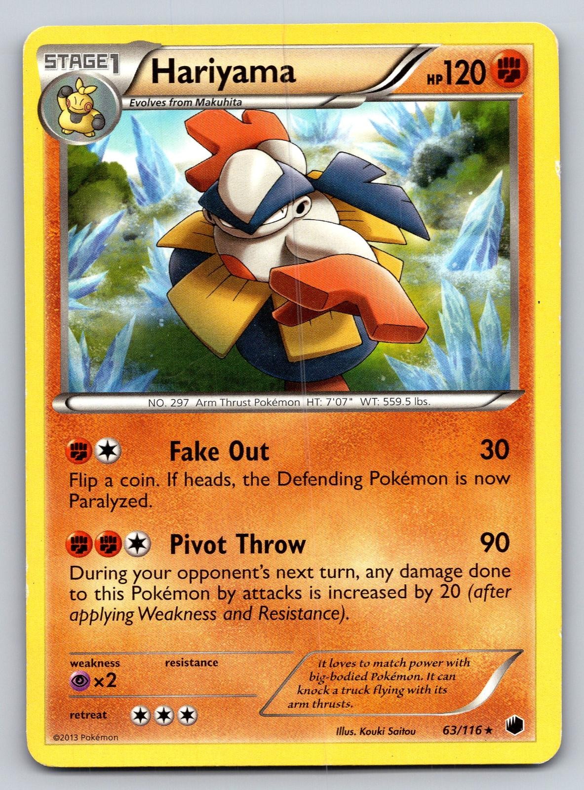 Hariyama 63/116 Rare Plasma Freeze Pokemon Lightly Played