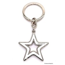 Coach White Star Enamel Signature Fob Keychain Purse Charm Accessory 7358
