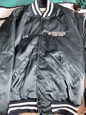 Vntg Gary Work Men s XL Dark Blue Button-Up Bomber Jacket USA Made Holloway