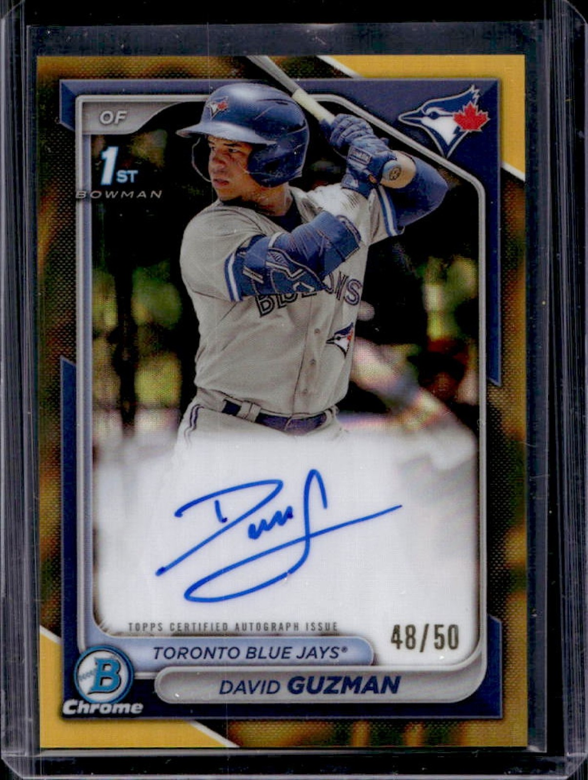 2024 Bowman David Guzman Chrome Auto Refractor Gold Lava 1st #/50 Blue Jays