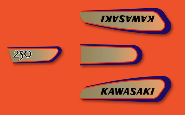 Autocollant Kawasaki 250 F8 1971 kit sticker decal Bison moto ancienne