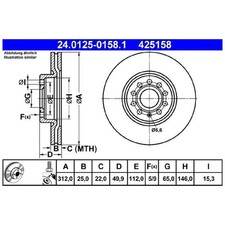ATE 2 Bremsscheiben + 1 Satz Beläge vorne 26006706