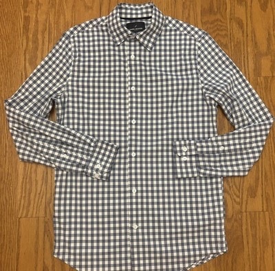 Daniel Hechter Paris Shirt Mens Blue Gingham Check Long Sleeve Button Down Small