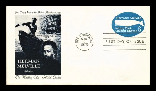 US COVER HERMAN MELVILLE MOBY DICK ENVELOPE FDC WHALING CITY NEW BEDFORD