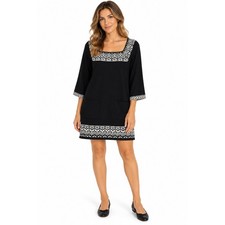 Style & Co Black White Geometric Square Neck Sweater Dress XL  NWT