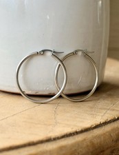 Stainless Steel Round Hoop Earrings 35mm