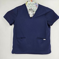 Figs Scrub Top Womens XL Casma Three Pocket Technical Collection Navy Blue