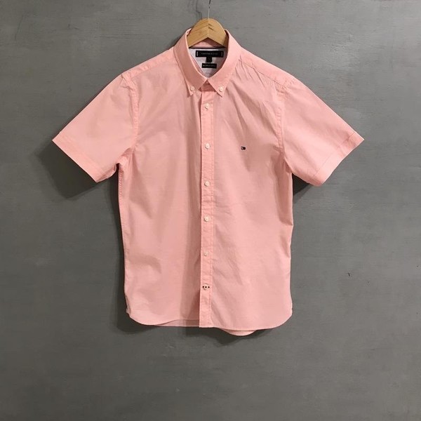 Men Tommy Hilfiger T-Shirt Pink Cotton 36 / S / 44