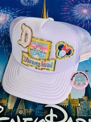 Disney Disneyland Stoney Clover Lane Patches Patches Trucker Purple Cap Hat New