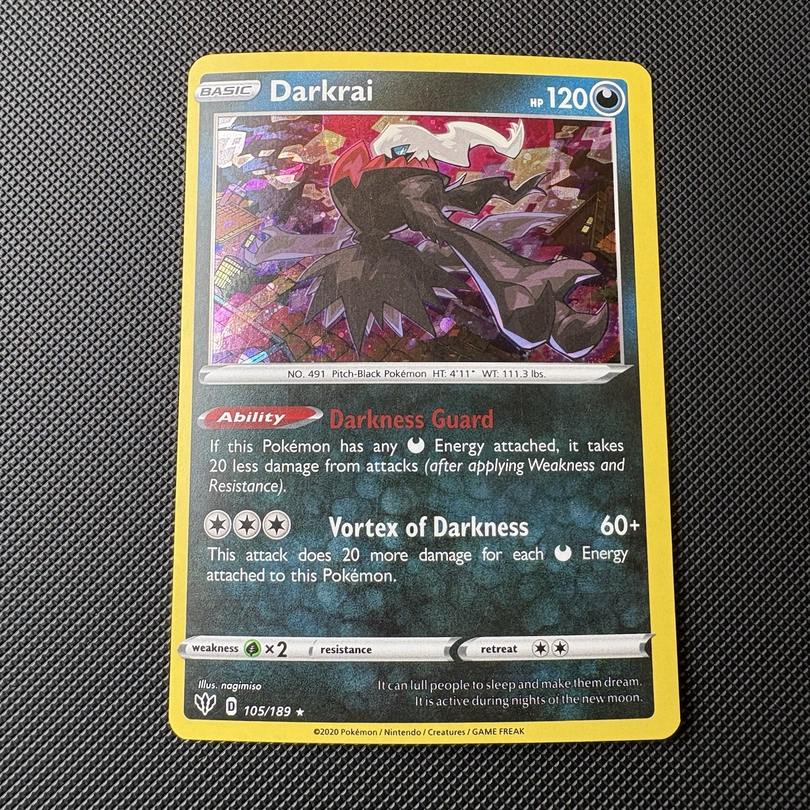Darkrai 105/189 SWSH03: Darkness Ablaze Cosmos Holo Rare Pokemon Card LP