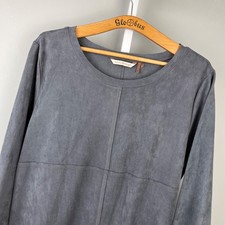Soft Surroundings Petite Gray Shift Dress Womens PL Faux Suede Microfiber