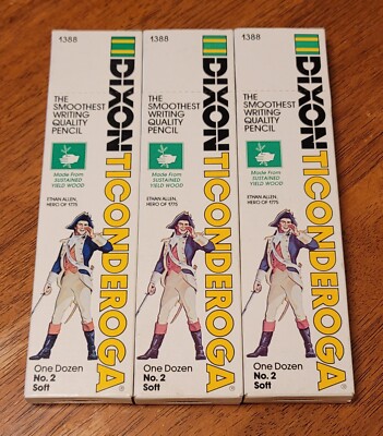 Vintage 3 doz. DIXON TICONDEROGA 1388 #2 SOFT - NOS - THE REAL DEAL!