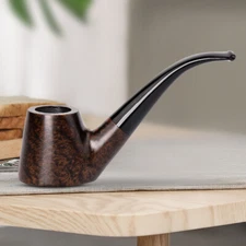 MUXIANG Briar Volcano Pipe Wooden Tobacco Pipe 9mm Filter Bent Stem Smooth Pipe