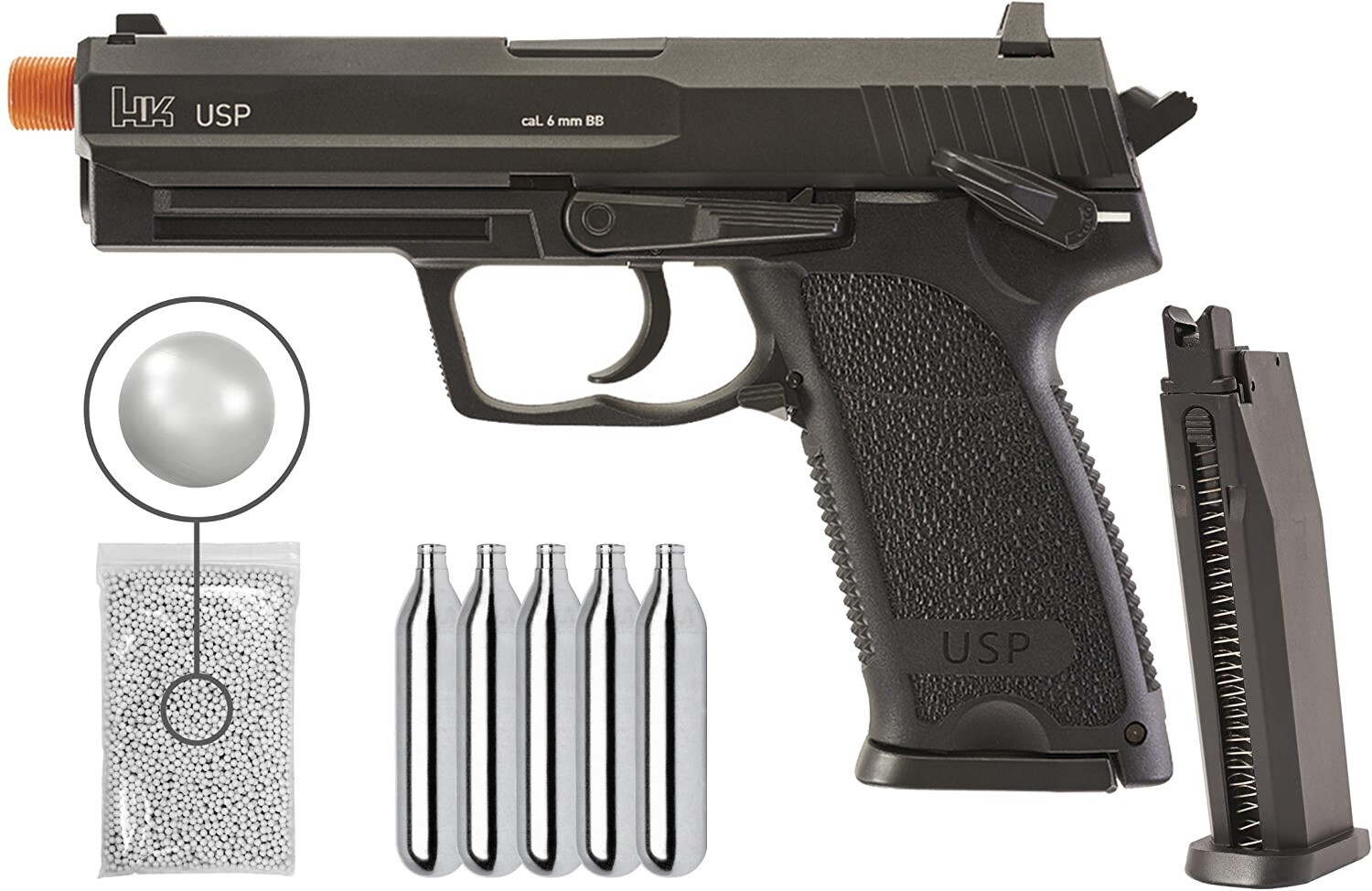 Umarex H&K USP C02 Blowback Airsoft Pistol with CO2 Tanks an