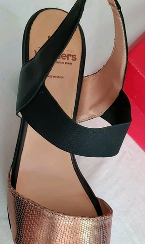 Wonders Sandals Women’s Black Rose Gold Leather Ankle Strap Platform Heels Spain - Picture 12 of 23