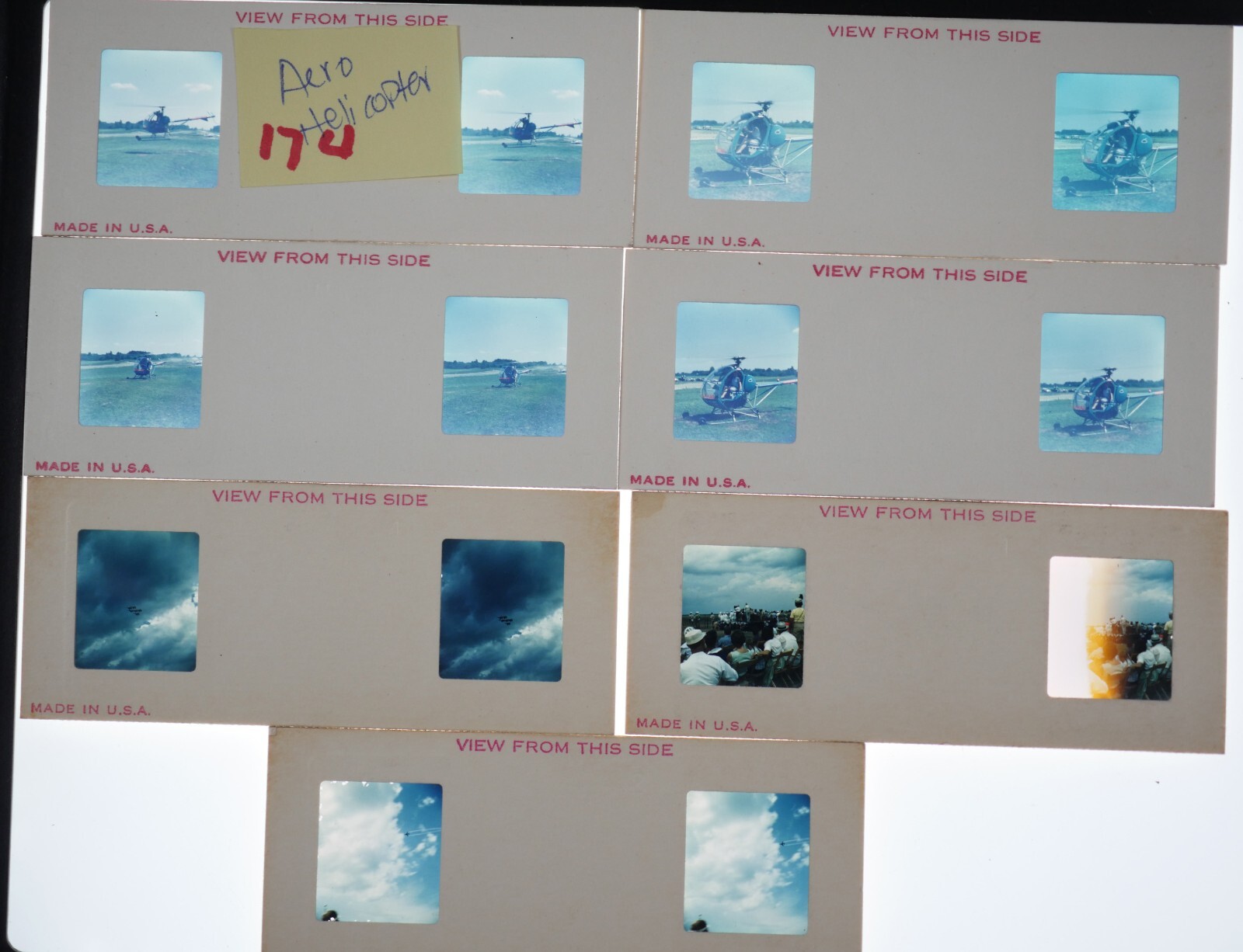 4x Stereo realist slides - AERIAL Aero Helicopter N8806F - 1950s Kodachrome