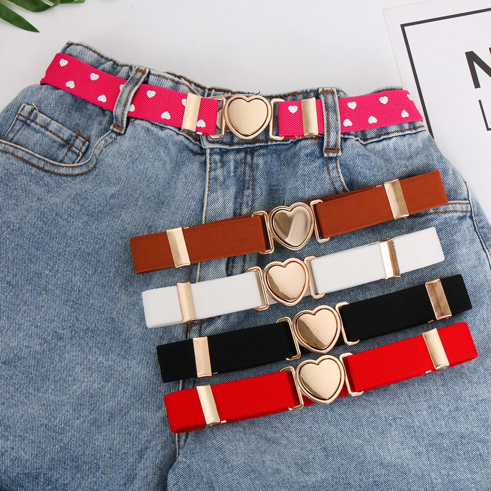 Teen Adjustable Heart Belt Kids Waist Belt Elastic Belts Dresses