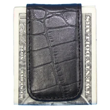Leather Magnetic Money Clip - Black 
