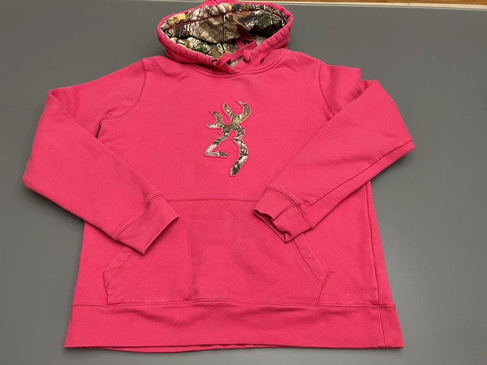 Suéter con Capucha Browning Rosa Caliente Para Mujer Talla M Buckmark Realtree Camuflaje Vellón Caza Foto 3 de 4
