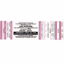 LES NUBIANS & OLU Concert Ticket Stub MINNEAPOLIS MN 9/30/99 FIRST AVENUE Rare