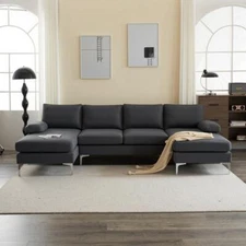 110 INCH Sectional Sofa Set Living Room U Shaped Big Couch with Two Chaise