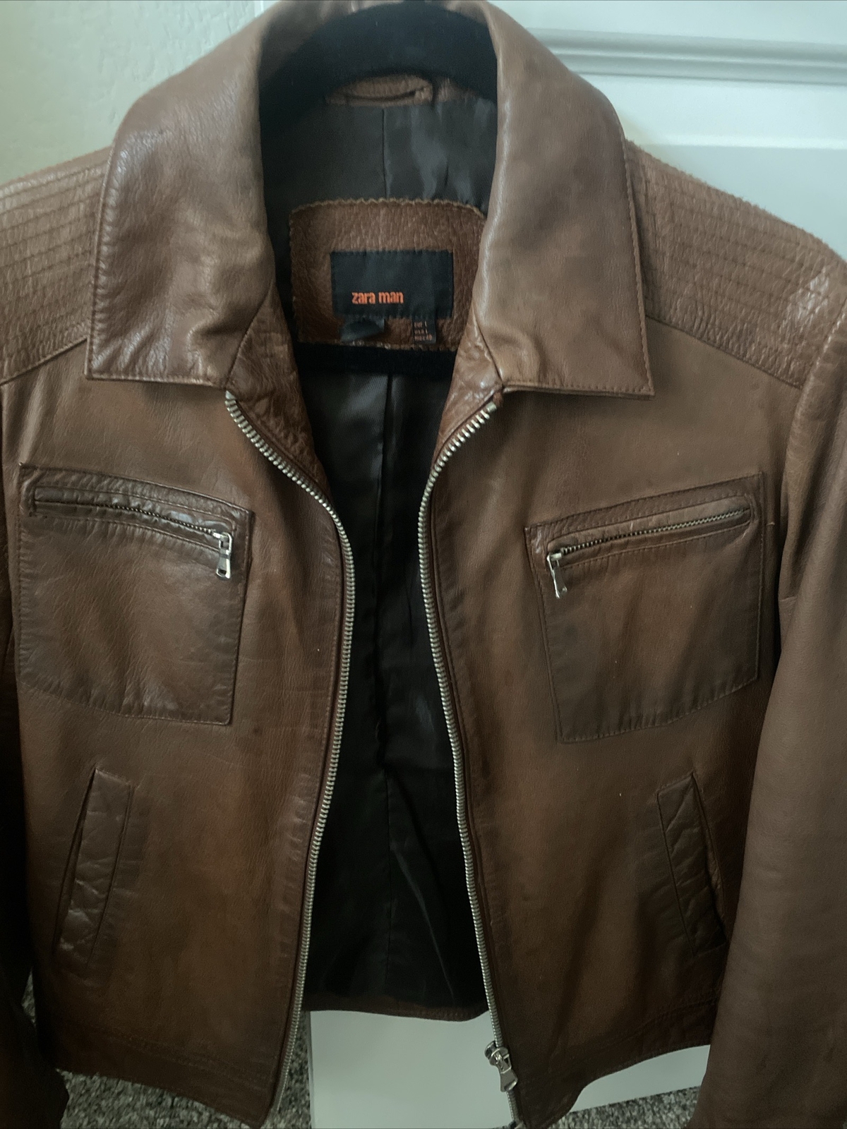 zara men leather jacket Gem
