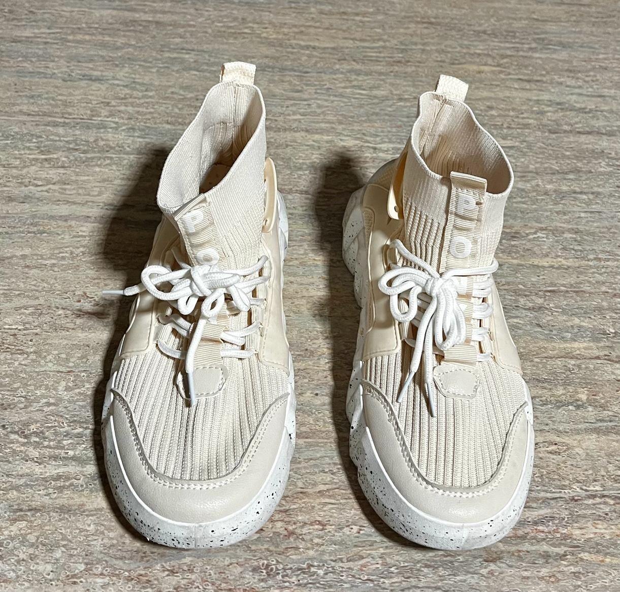 Sneakers alte plateau Pony PP2 Moon lavorate a maglia calzini in pizzo. Taglia 9 5