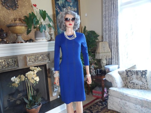 Rag & Bone Royal Blue Rib Knit- Bracelet Length Sleeves Sheath Dress Size 8